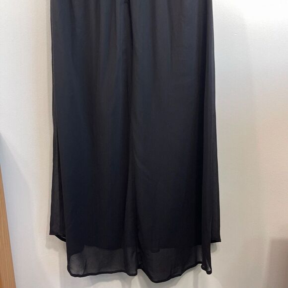 Reformation Positano Black Semi-Sheer Georgette V-Neck Midi Dress 2P - Picture 5 of 9